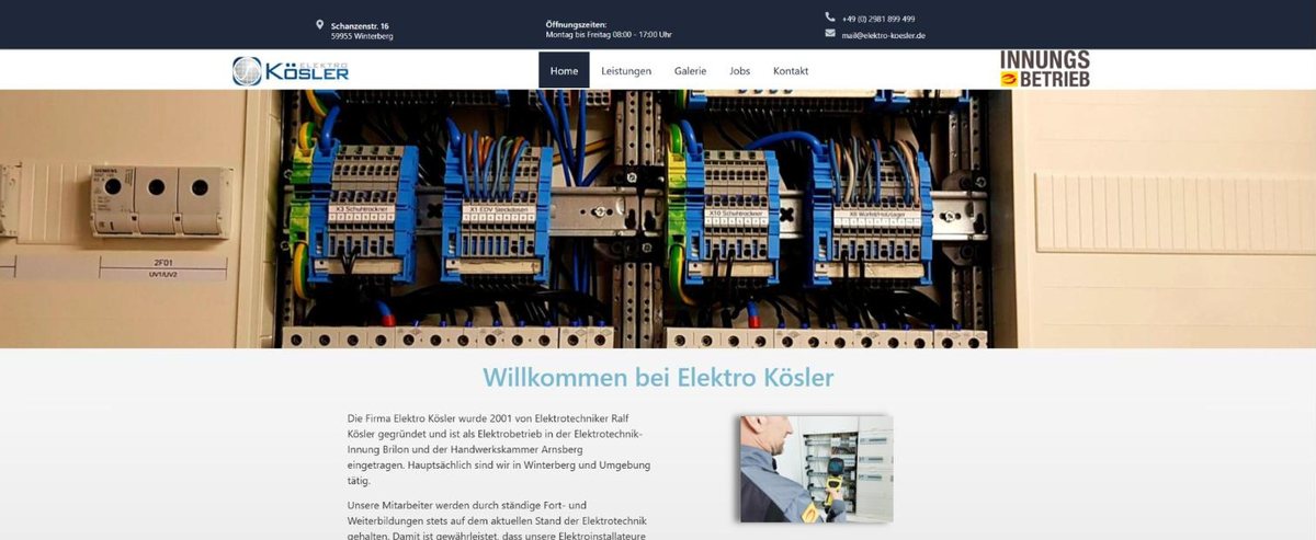 Website Elektro Kösler Winterberg